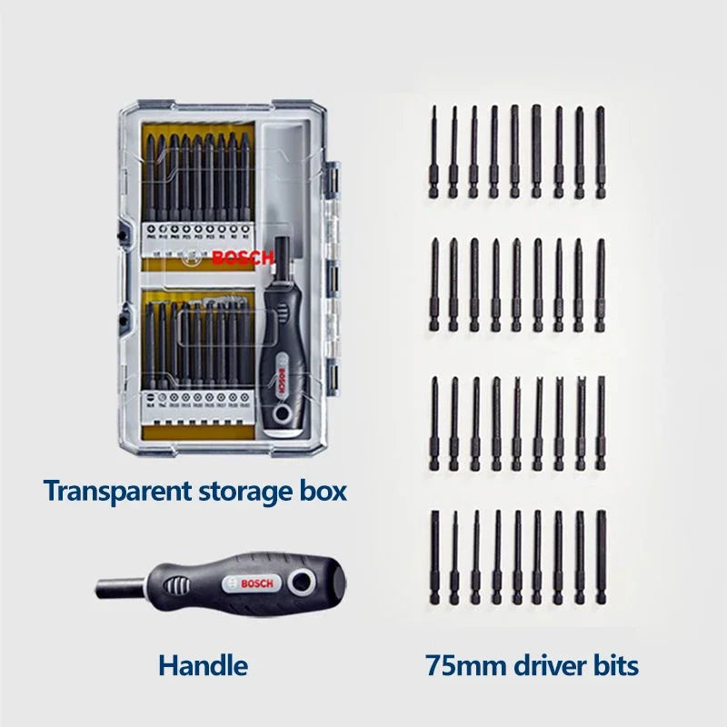 Kit de chave de fenda Bosch 37 em 1 com ‎ Chave de fenda extra dura com cabo de borracha, ferramenta de reparo combinada multiuso doméstica