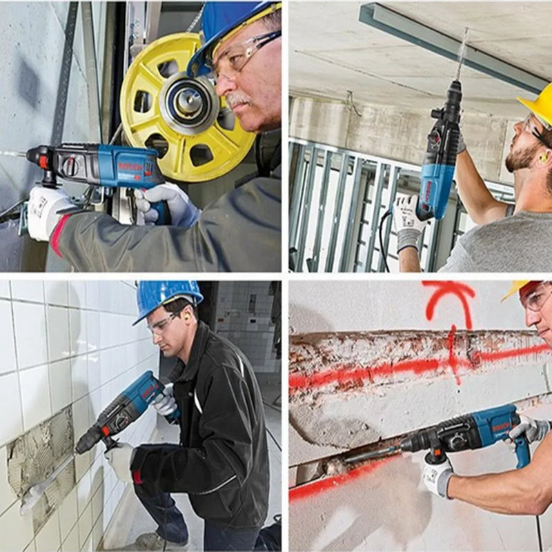 Bosch GBH2-28 D Martelo Elétrico de Grau Profissional Potente Martelo Elétrico Broca, Martelo, Cinzel e Alça Ajustável