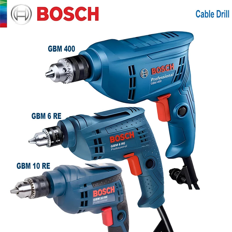 Bosch furadeira elétrica chave de fenda gbm 400/6re/10re furadeira rotativa 220v velocidade ajustável forte furadeira ferramenta elétrica para madeira metal